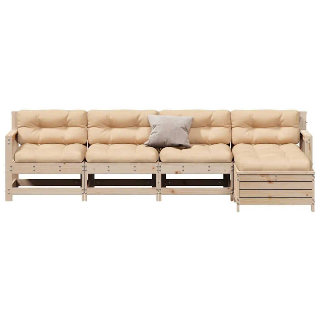 Set Divani Giardino 6 pz con Cuscini in Legno Massello di Pino