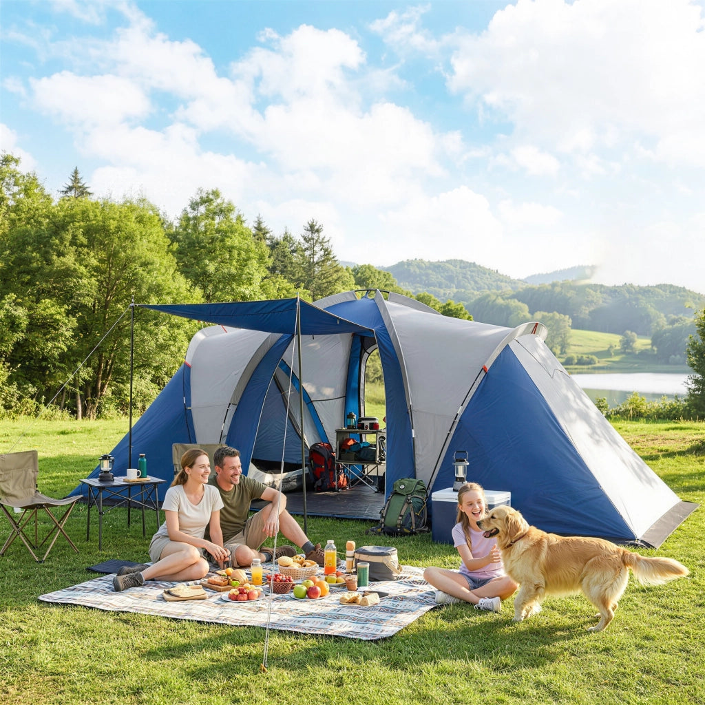 Tenda da campeggio tunnel 4-5 persone 2 camere ¨C zephmum ¨C blu