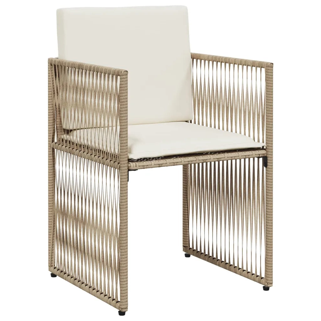 Set da Pranzo da Giardino 7 pz | Set Salotto da Giardino con Cuscini Beige in Polyrattan