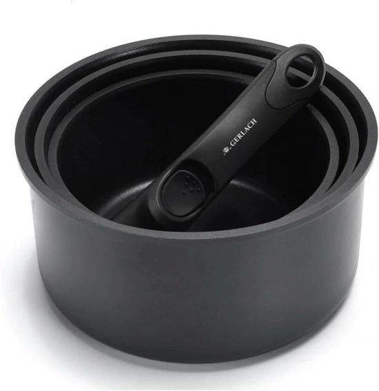 Set di Pentole da Cucina - Rivestimento Ceramico - 3 Pezzi - Nero - Induzione/Gas