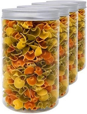 Set di 4 contenitori in polietilene di alta qualità, 1,3 L (18x10 cm), con chiusura a vite in alluminio. Riciclabile. 100% Senza