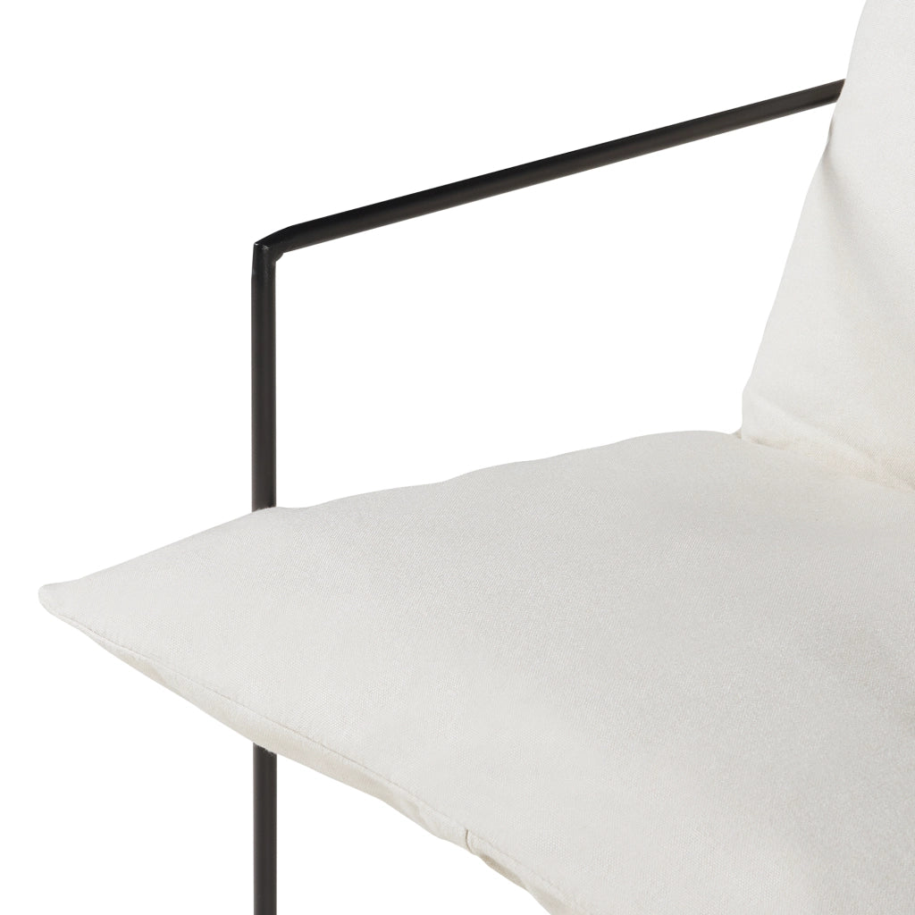 Poltrona Utsjoki con Cuscino Imbottito Sedia Relax 90 x 61 x 70 cm Nero / Beige [en.casa]