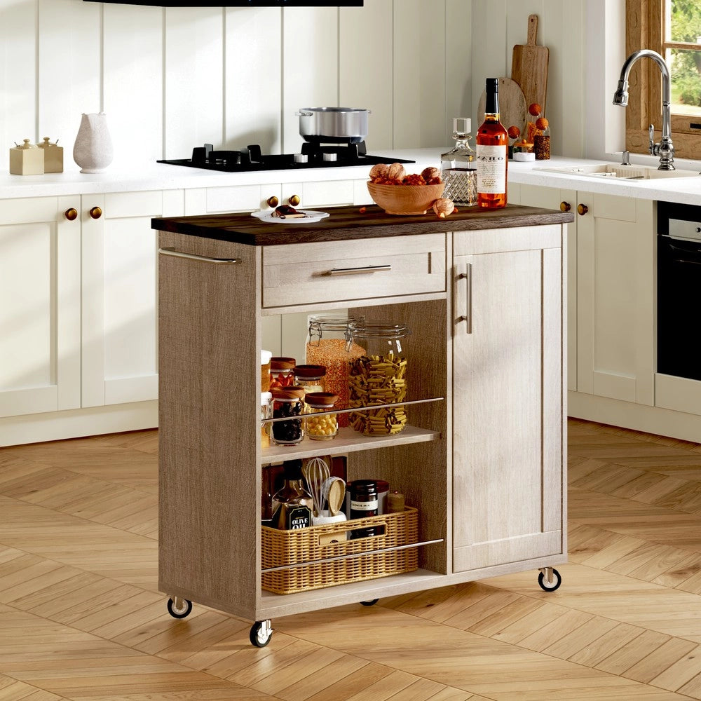 Carrello da Cucina con Ripiani e Cassetto ¨C Xylo ¨C Sonoma, 90x62x90 cm
