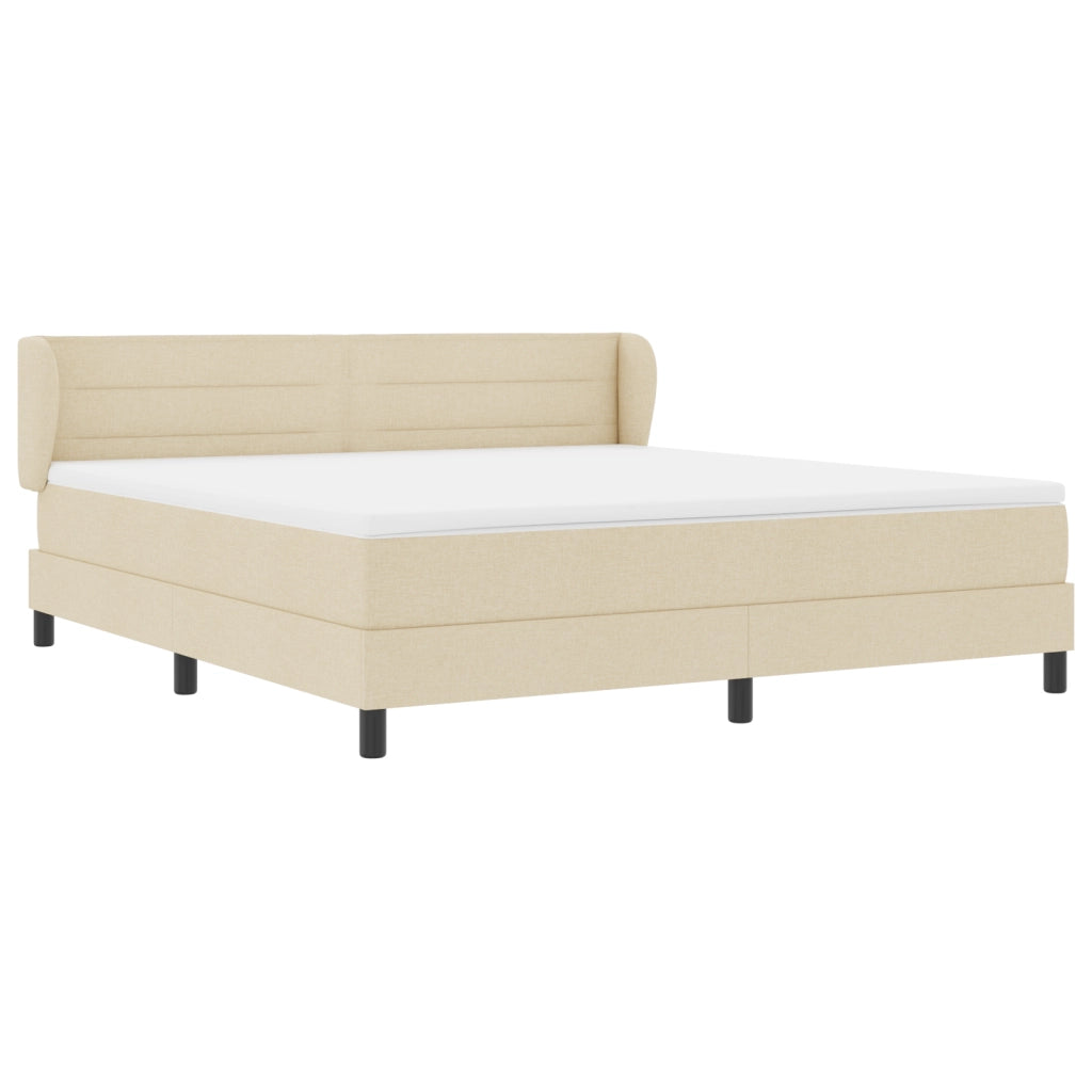 Letto Box Spring con Materasso Crema 180x200 cm Tessuto
