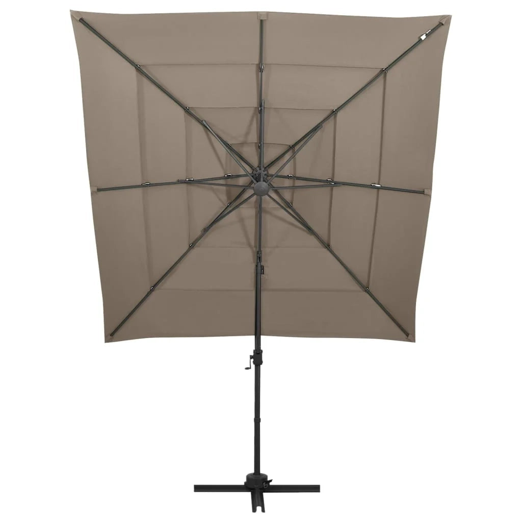Ombrellone a quattro livelli con palo in alluminio 250 x 250 cm tortora 02_0008794