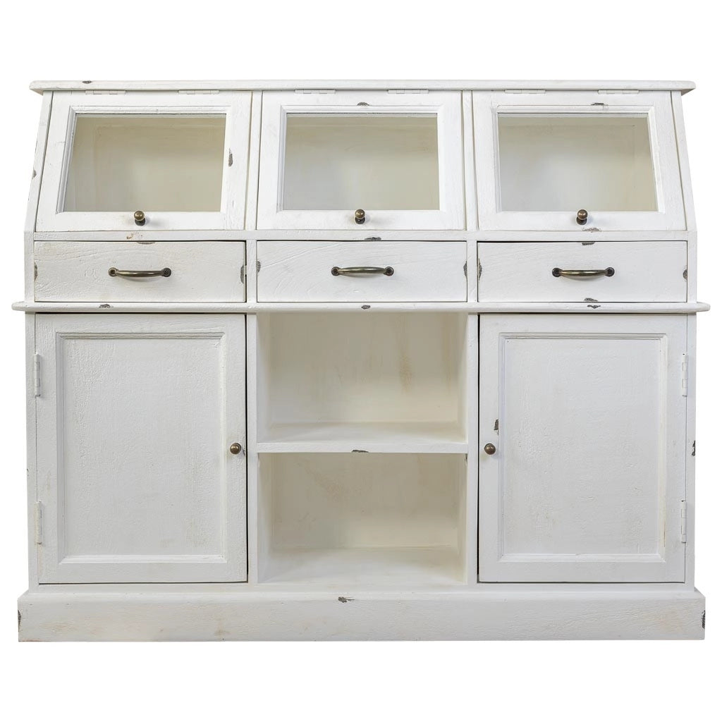 Credenza in legno invecchiato bianco 129x45x106h