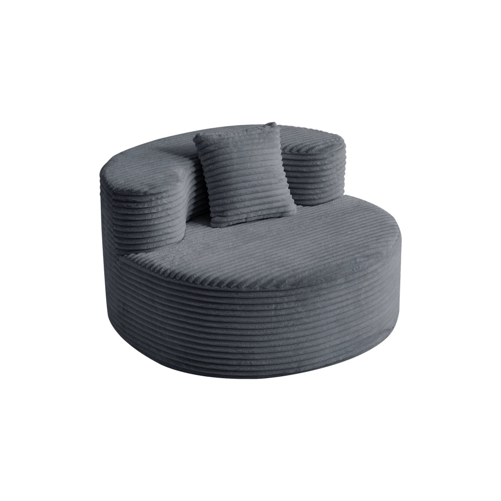 Poltrona pouf con cuscino in flannelette e schiuma; 112×105×59 cm; grigio scuro