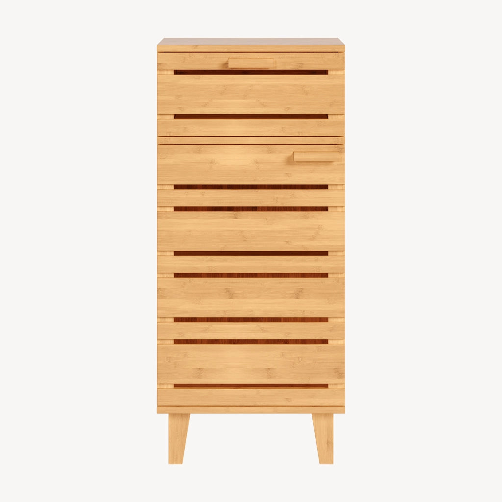 Mobiletto da Bagno Epind con Cassetto e 2 Scomparti Chiusi 75 x 33 x 30 cm - Bambù Naturale [en.casa]