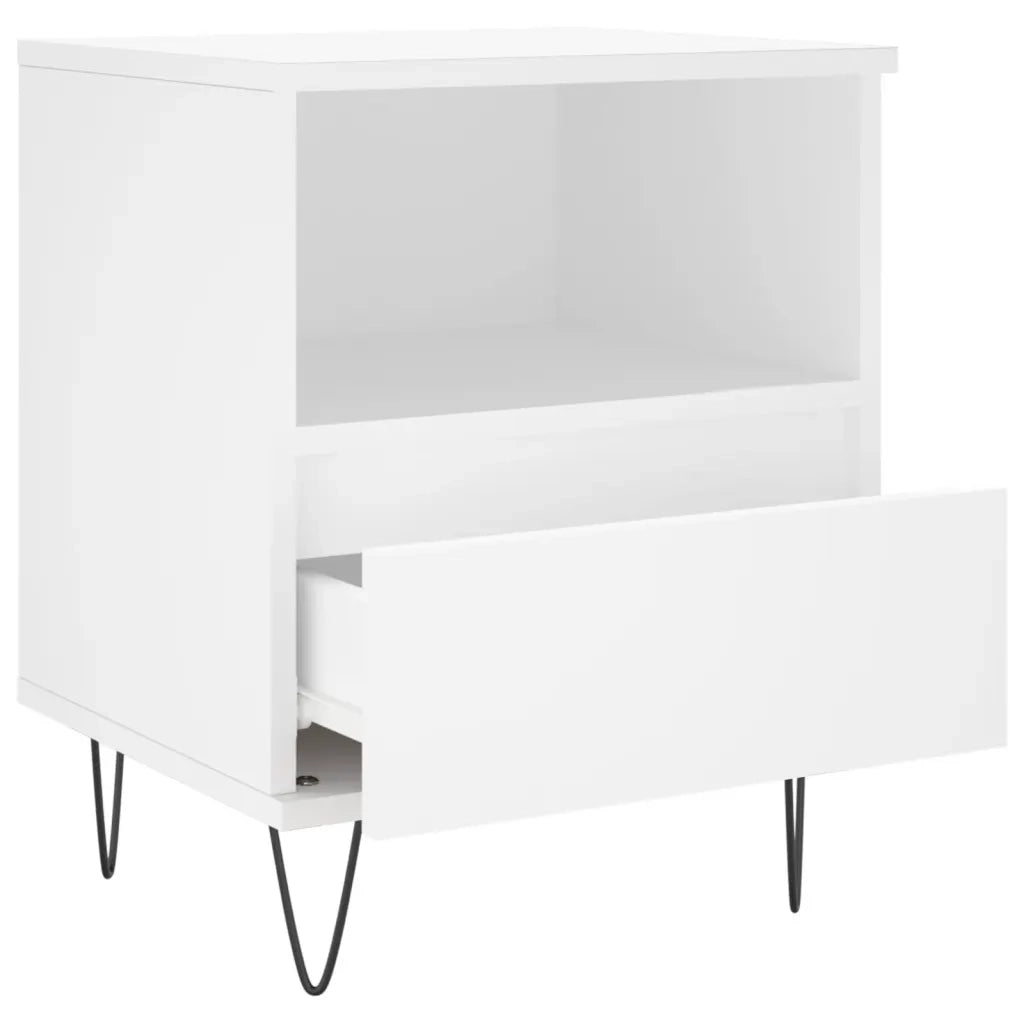 Comodino | Armadio da Notte | Mobiletto da notte Bianco 40x35x50 cm in Legno Multistrato
