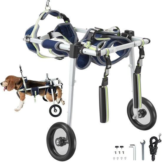 Sedile a Ruote per Animali da 22.5 x 16 x 19cm, Fatto di Lega di Alluminio di Qualità Aeronautica, Adattabile, Idoneo per Animali con Disabilità