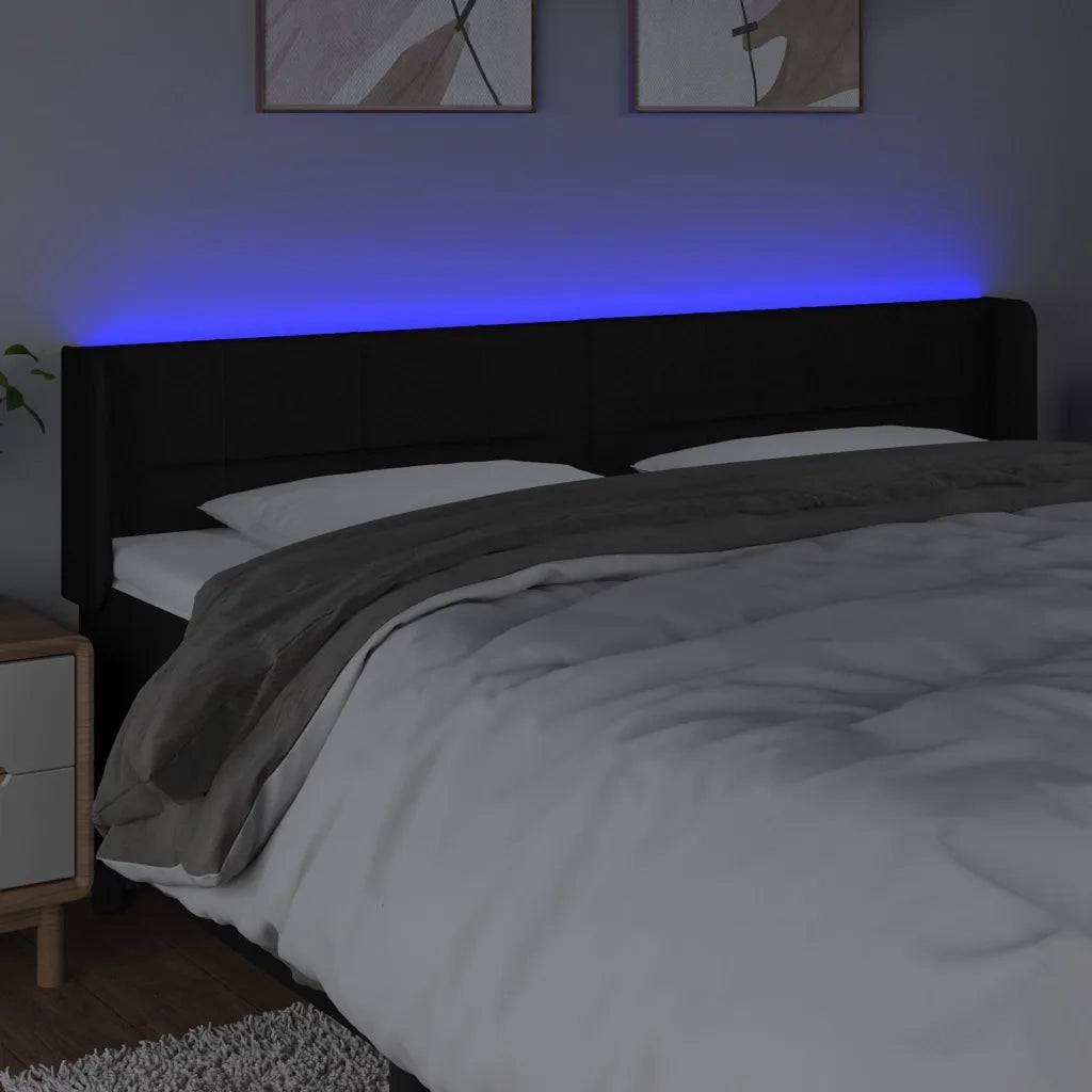 Testiera a LED Nera 183x16x78/88 cm in Tessuto cod mxl 78385