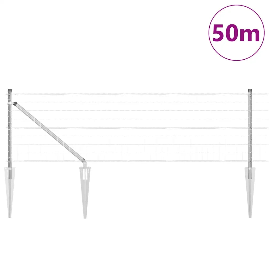 Recinzione con Posto Argento 0,6 x 50 m Acciaio