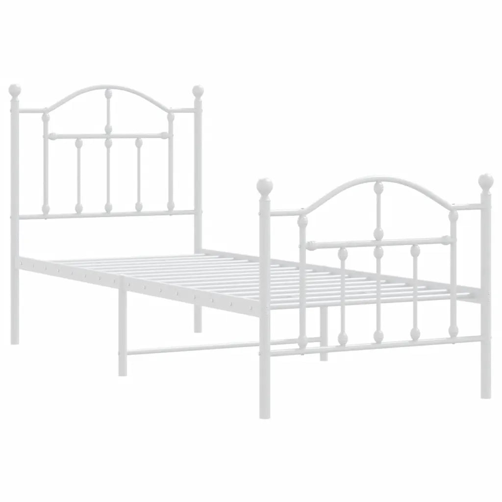 Giroletto con Testiera e Pediera Metallo Bianco 75x190 cmcod mxl 105756