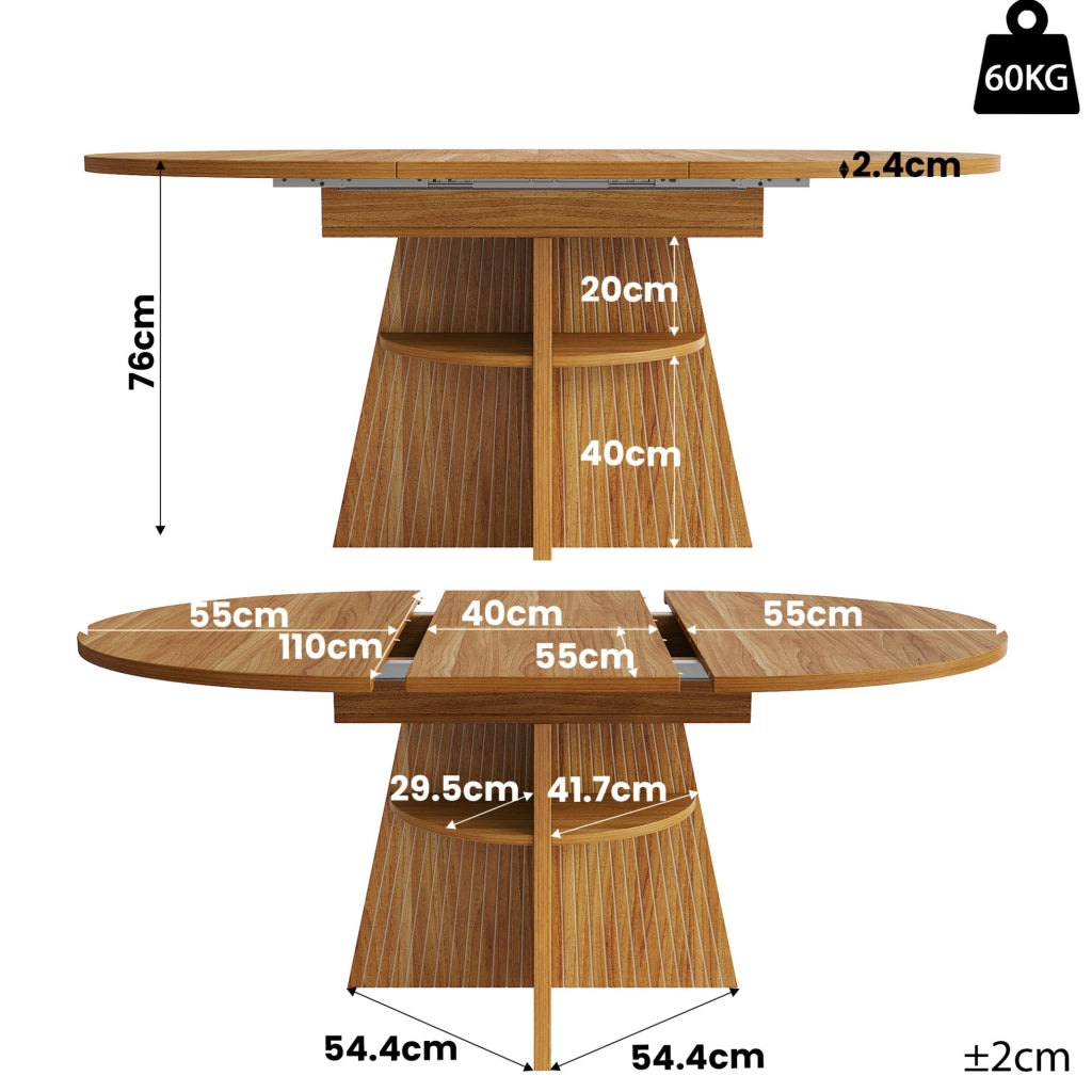 Tavolo da pranzo estensibile rotondo 110-150 cm marrone scuro