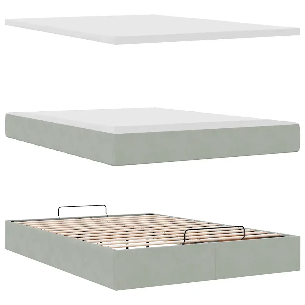Struttura Letto Pouf con Materasso 140x200 cm in Velluto 3311189