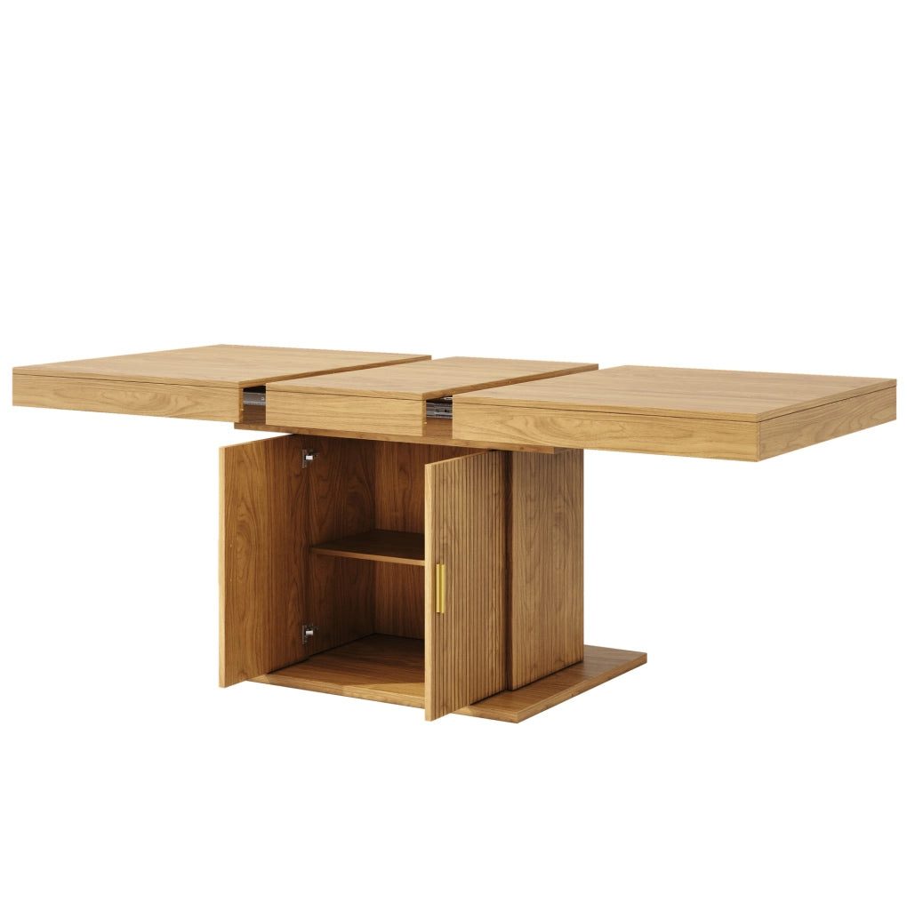Tavolo da pranzo allungabile con contenitore 140-180 x 90 cm in MDF e metallo