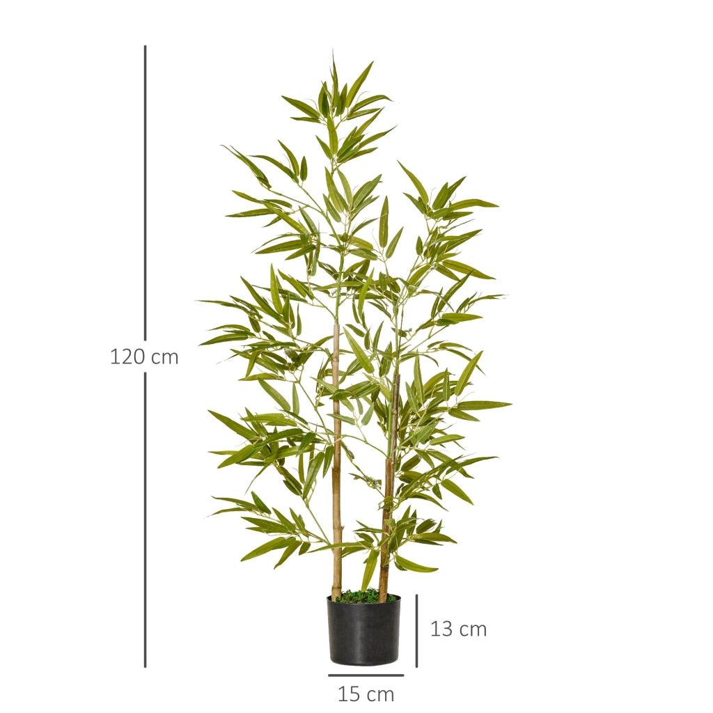 Pianta Artificiale di Bambù H120 cm con Vaso Verde