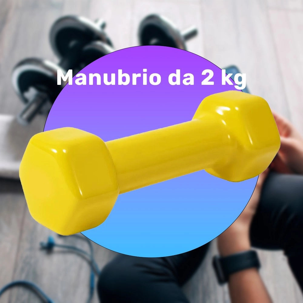 Trade Shop - Manubrio Singolo 2 Kg In Vinile Allenamento Esercizi Casa Palestra Workout Fit -