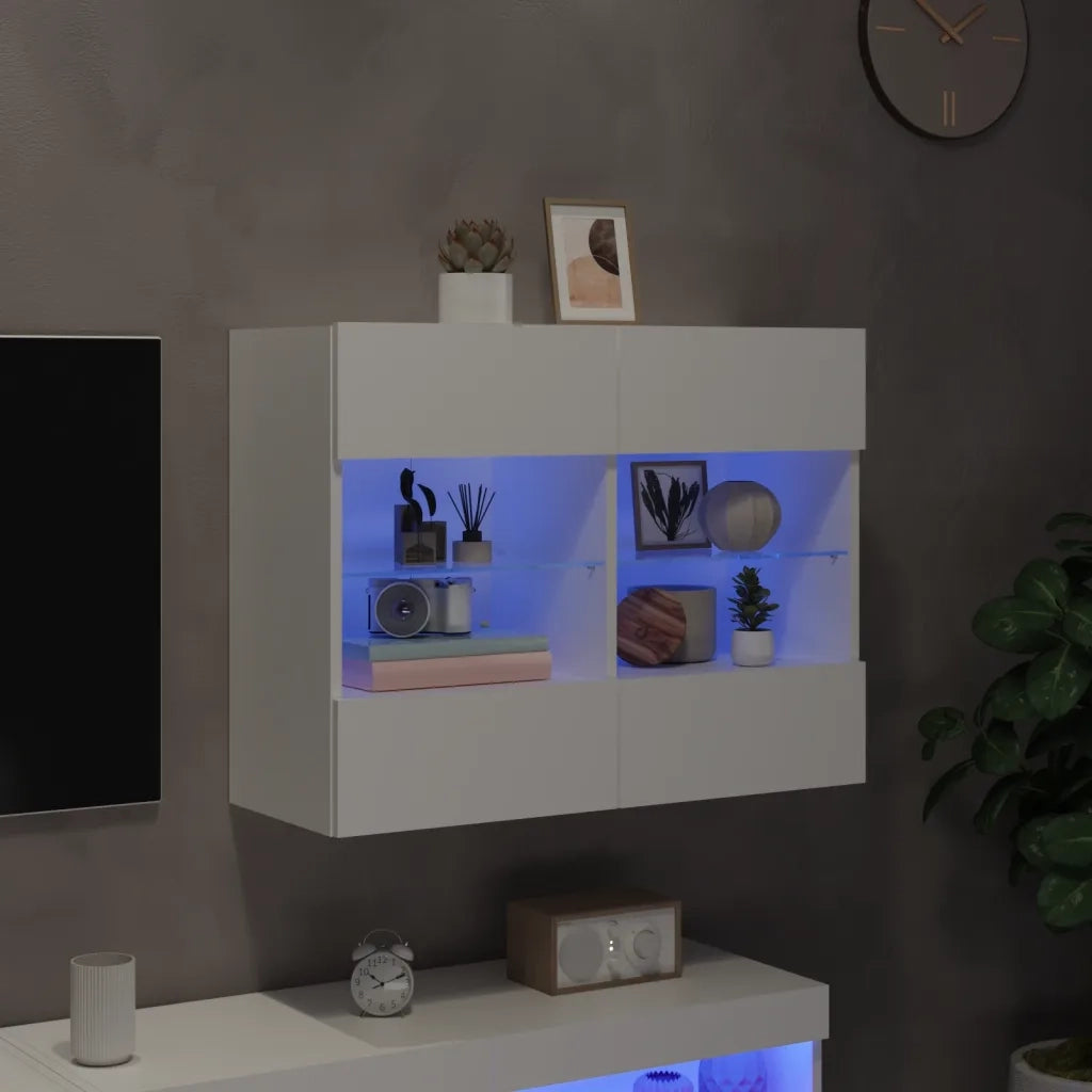 Mobile TV a Parete | Armadietto TV | Mobile Porta TV con Luci LED Bianco 78,5x30x60,5 cm