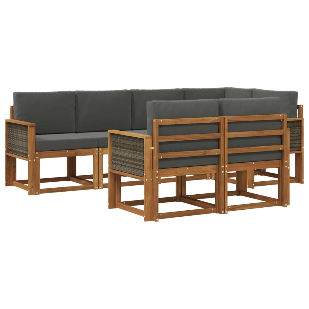 Set di divani da esterno 7 pcs Naturale e Antracite Poliestere