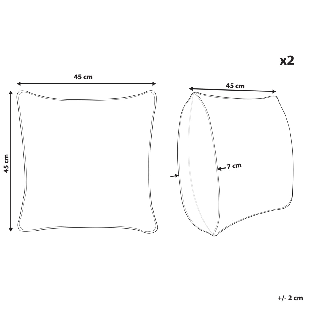 Set di 2 cuscini in poliestere beige e nero con nappe 45 x 45 cm camera da letto soggiorno