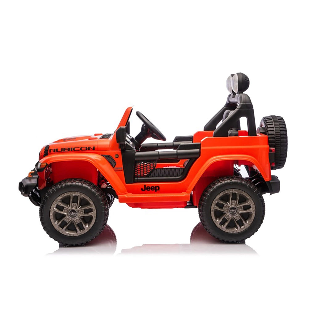 Macchina Elettrica per Bambini Jeep Wrangler Rubicon 12V con Telecomando Arancione