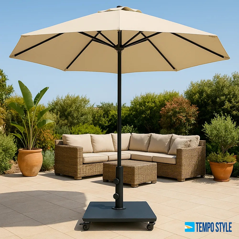 Tempo Style - Base ombrellone in acciaio da 54kg con ruote