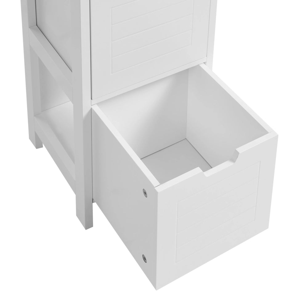 Colonna da Bagno a Terra in MDF 145 x 30 x 30 cm con 3 Ripiani e 2 Cassetti - Design Moderno