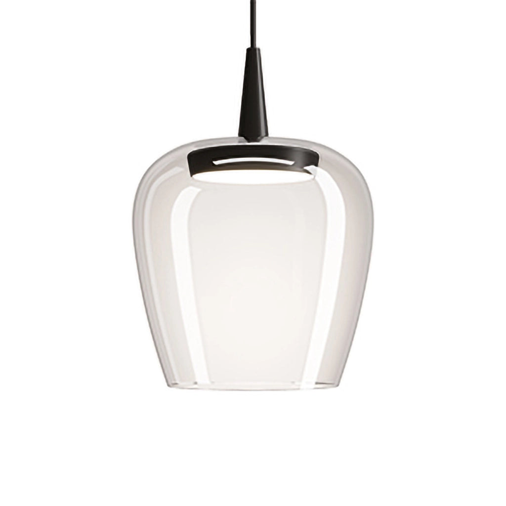 Zafferano Lampada a sospensione Bilia 230V LED 8W 2700K 645lm Vetro borosilicato soffiato Nero e Trasparente diametro 18 cm altezza 324 cm
