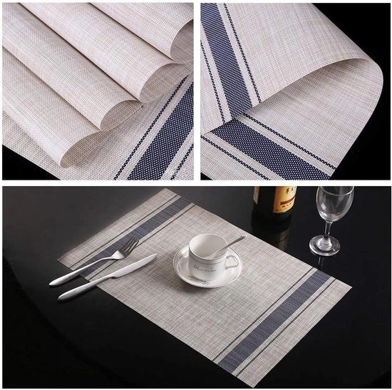 Set da tavola in PVC antiscivolo, resistente allo scorrimento e al calore, 6 pezzi, facile da pulire e da riporre, 45x30 cm