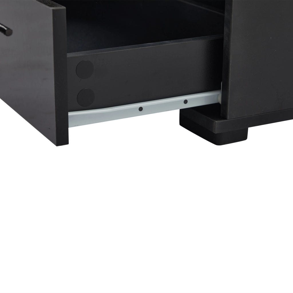 Vetrina Espositiva Nera in MDF con Luci LED e 3 Cassetti 60x35x180 cm