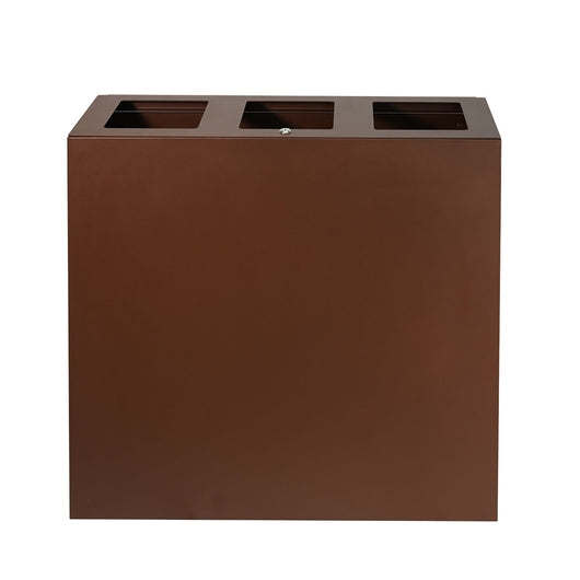 Pattumiera per Raccolta Differenziata 3 Scomparti Capacità 180 lt 90x30x80 cm in Acciaio Corten