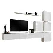 Set di mobili da salotto murali SWITCH IX design, colore bianco lucido.