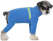 Abbigliamento invernale per piccoli cani | Cappotto caldo di fleece soffice | Cerniera riflettente | Abito da uno pezzo per cani | Costume da pigiama per cuccioli | Blu | Taglia L