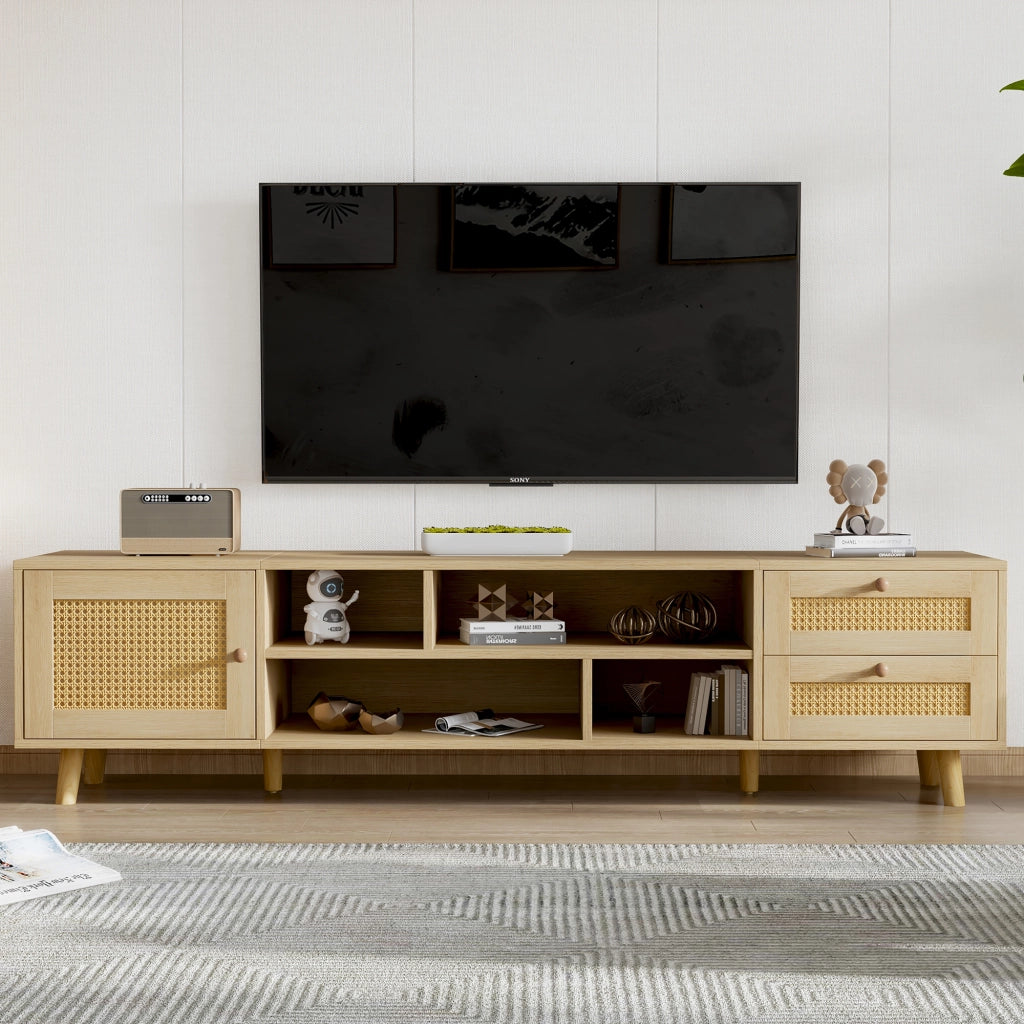 Mobile TV Legno Rattan ¨C MINIMAL ¨C 2 Cassetti, 1 Porta, Soggiorno, 160 cm