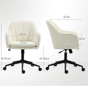 Sedia da ufficio beige in poliestere effetto velluto con altezza regolabile