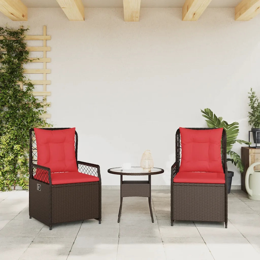 Sedie da giardino reclinabili 2 pz in Polyrattan Marrone 368667
