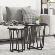 Set di Tavolini di 2 - Rovere nero MDF e metallo