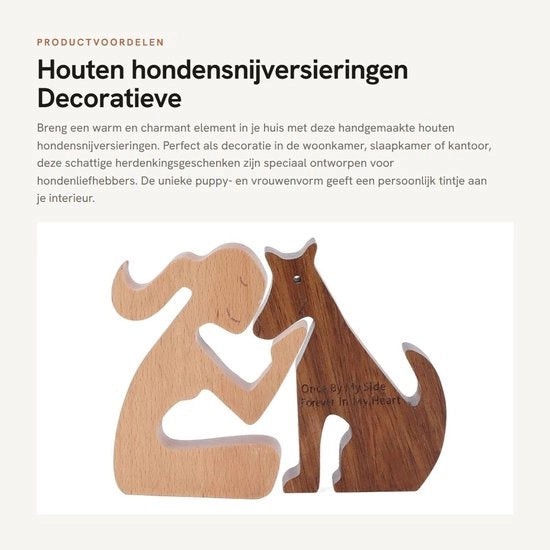 Decorazioni per cani in legno - Regali di ricordo per cani - Manufatti a mano - Beugo/Walnuto - 14x10.5x2cm - Decorazione calda e accattivante - Ricordo di un cane