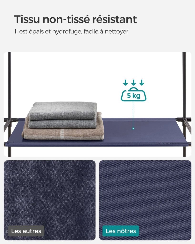 Armadio/guardaroba XXL in tessuto non tessuto 175 x 150 x 45 cm blu 12_0004013
