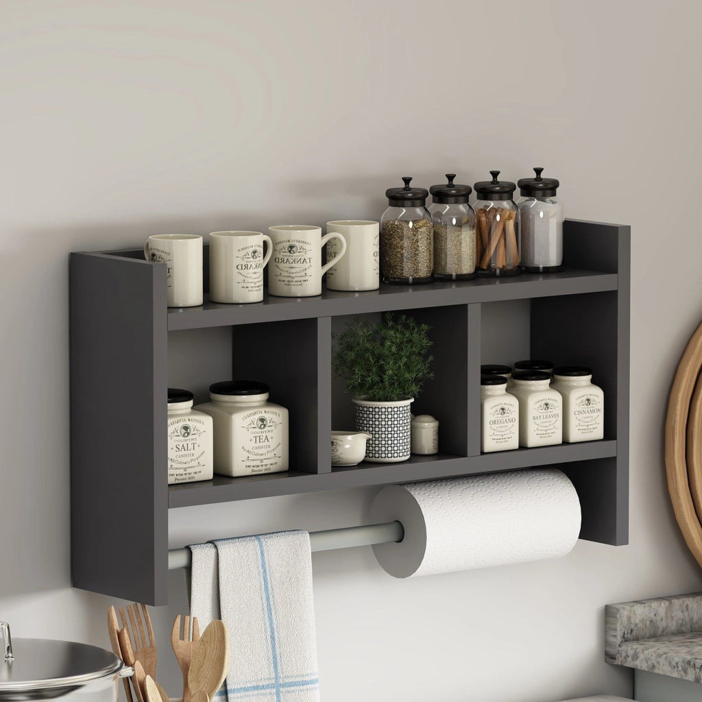 Cortale, Mensola 4 Ripiani, 64x15x35h cm Nero Antracite