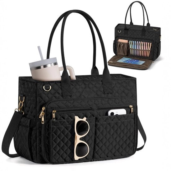 Borsa portatile, zaino per infermieri, borsa per libri, borsa per computer per scuola e viaggio - Borsa da ufficio, con contenitore per bottiglia da 1,2 litri, compartimento isolato, chiusura a zip e cinturino per spalla, borsa per ufficio.
