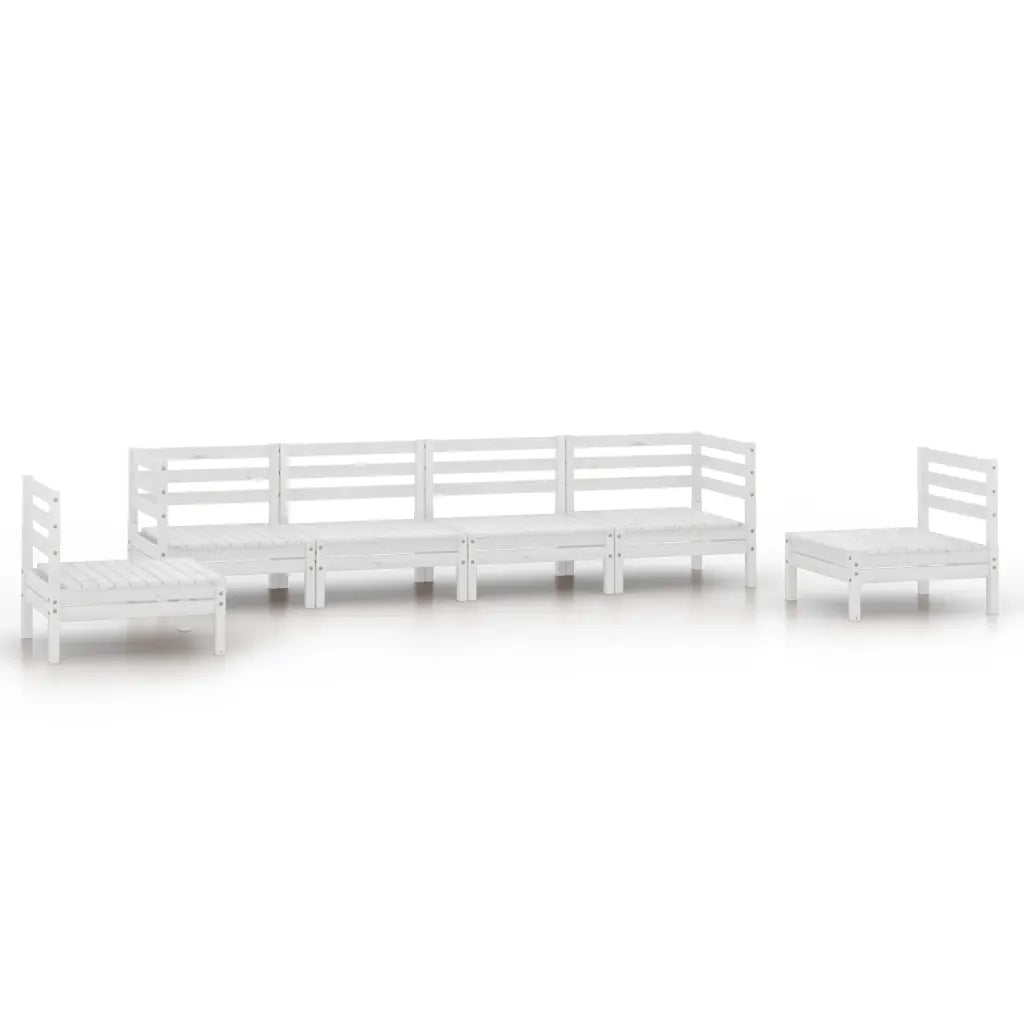 Set Divani da Giardino 6 pz Bianco in Legno Massello di Pino cod mxl 36472