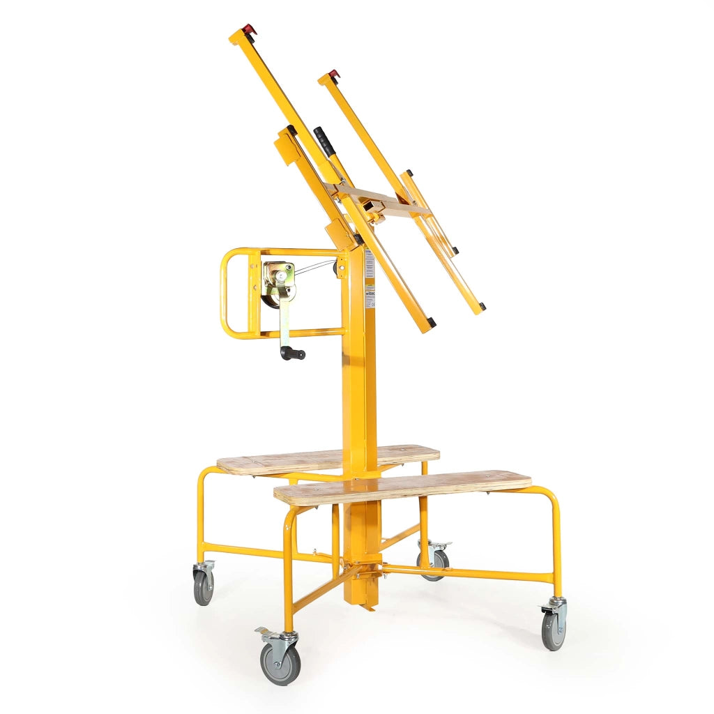Sollevatore pannelli cartongesso max 75kg, altezza 145-350cm, Carrello Alzapannelli Alzalastre