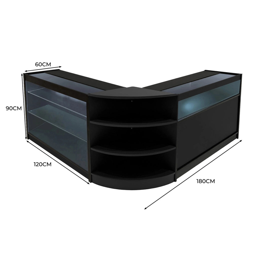 Set Banconi LED Nero Demeter K1200 B1200 LM60 Vetrina Negozio con Serratura