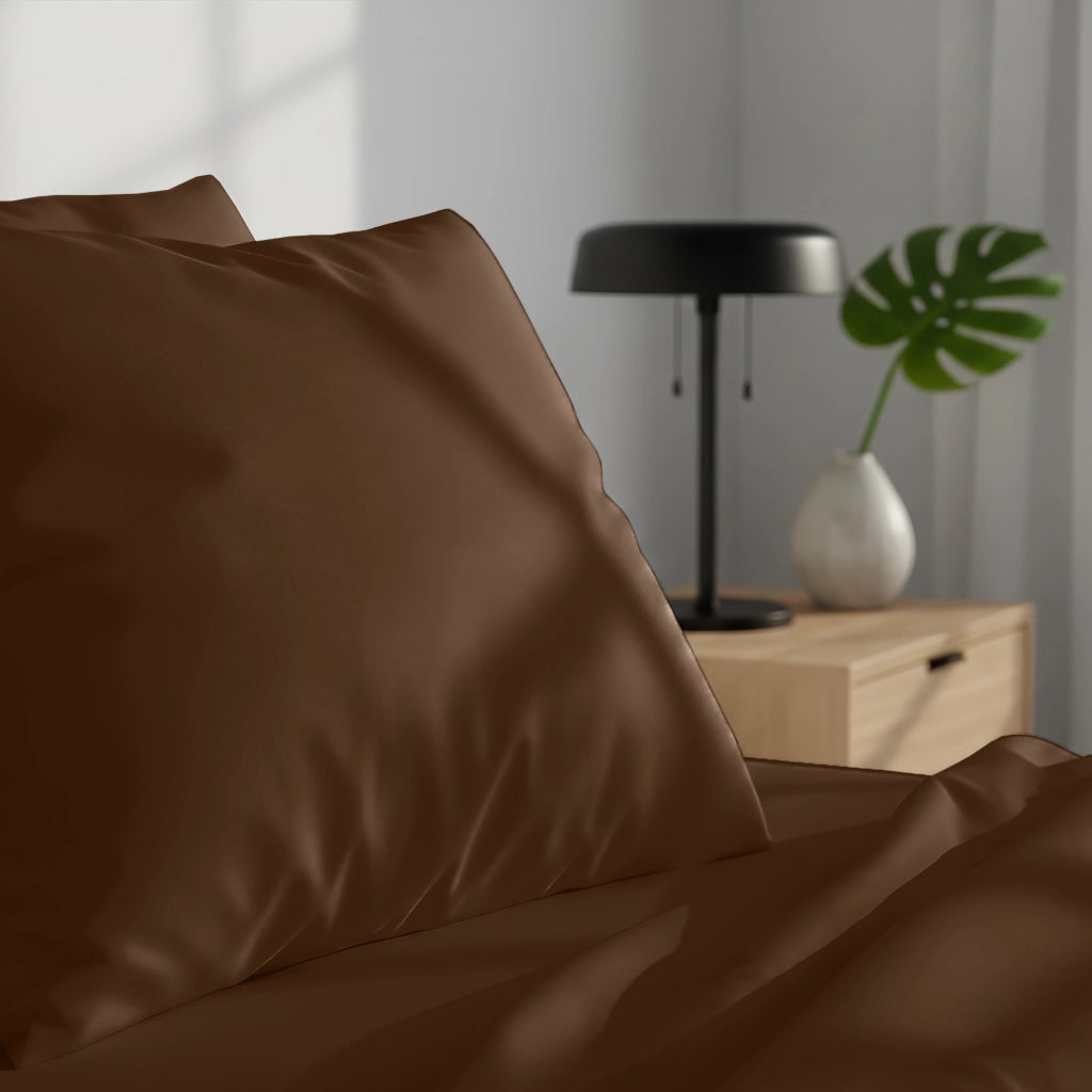 Coppia Federe per Cuscino 50x80 cm in  con Patella – Morbide, Traspiranti,– Tinta Unita, Lavabili  Cioccolato