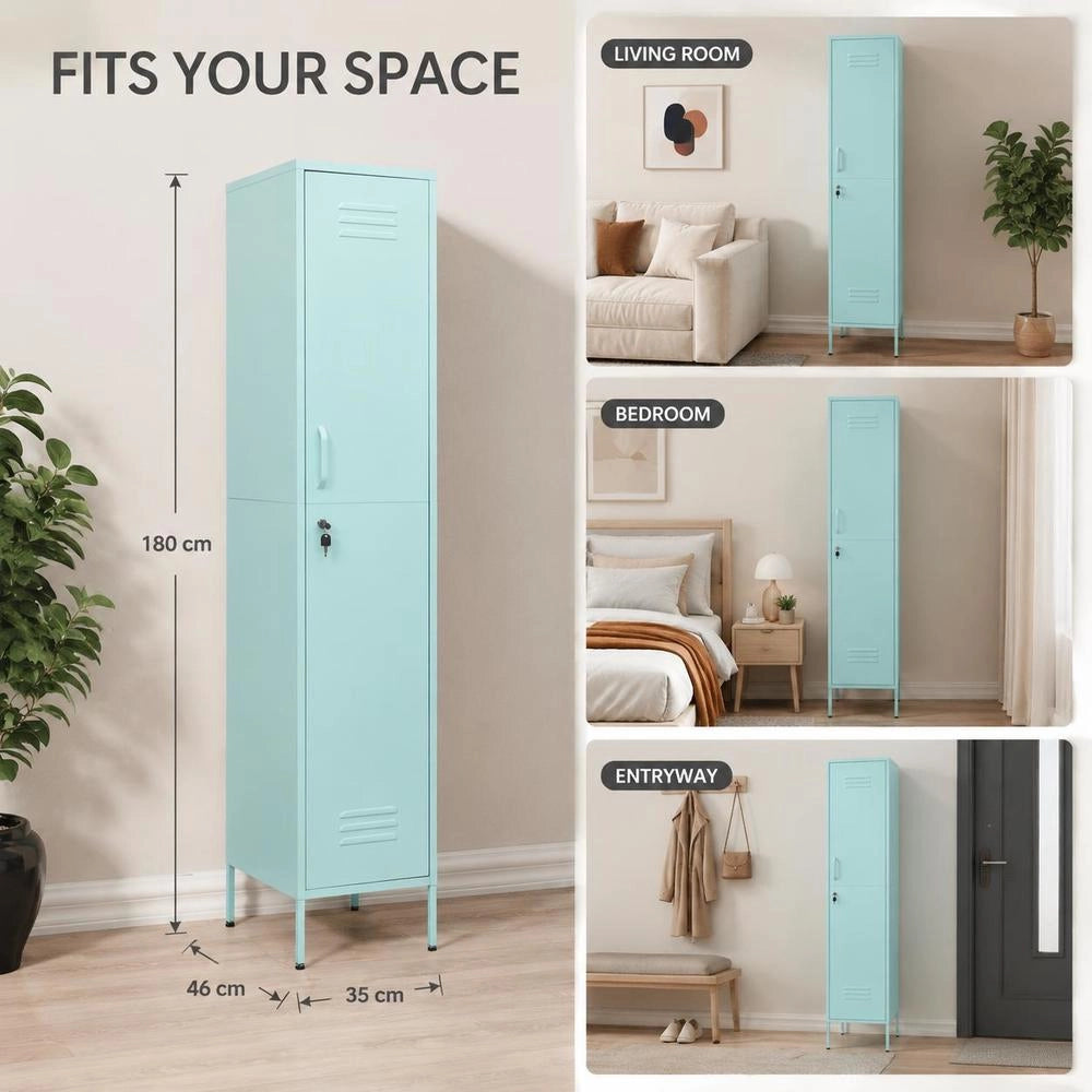 Locker Cabinet, Mint Green, 35x46x180 Cm, Steel