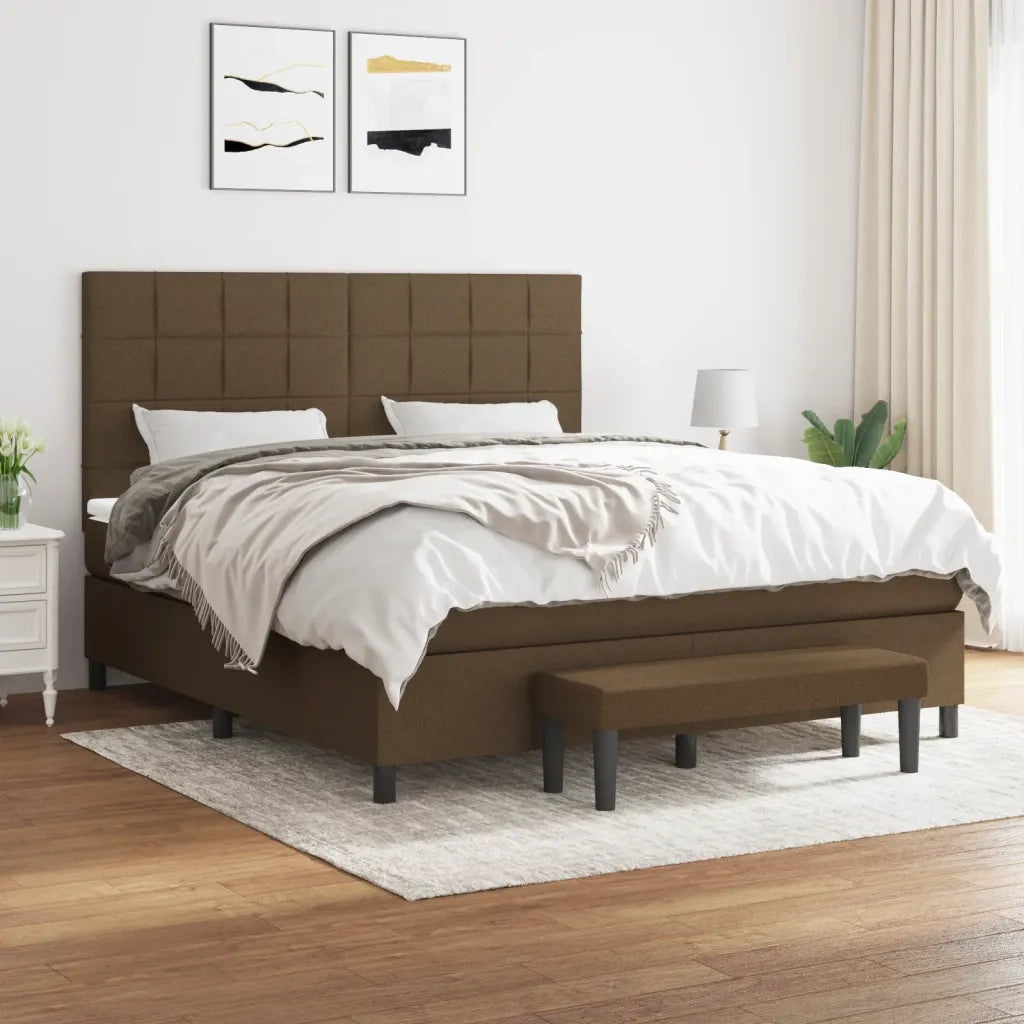 Giroletto a Molle con Materasso Marrone Scuro 180x200cm Tessuto 3136616