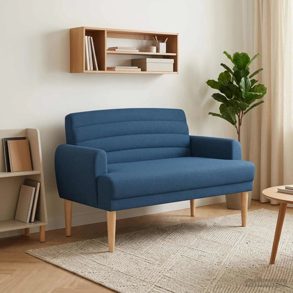 Loveseat con bottoni imbottiti Blu 116 x 67 x 80 cm Tessuto 42041783