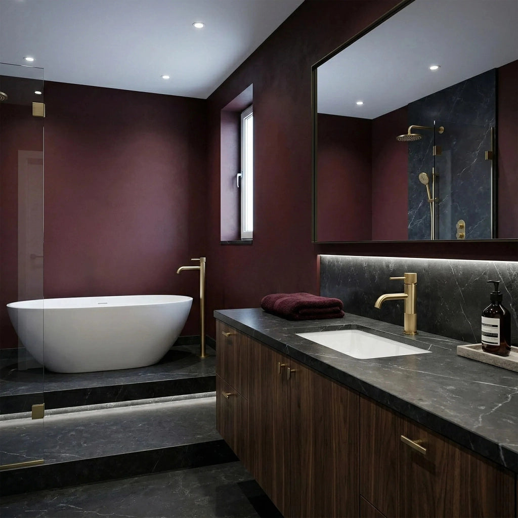 Rubinetto Da Bagno Rea Lungo Stripe Brush Gold Low